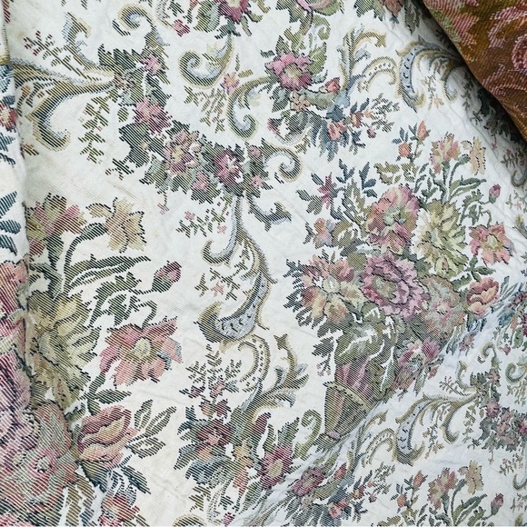 Vintage retro French woven thick upholstery tapestry floral fabric bolt roll - Picture 6 of 8